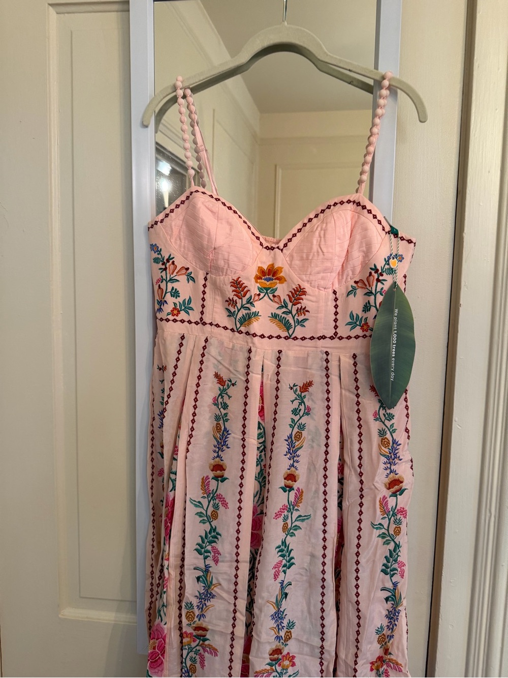 Farm Rio Pink Floral Embroidered Maxi Dress NWT - Picture 4 of 9